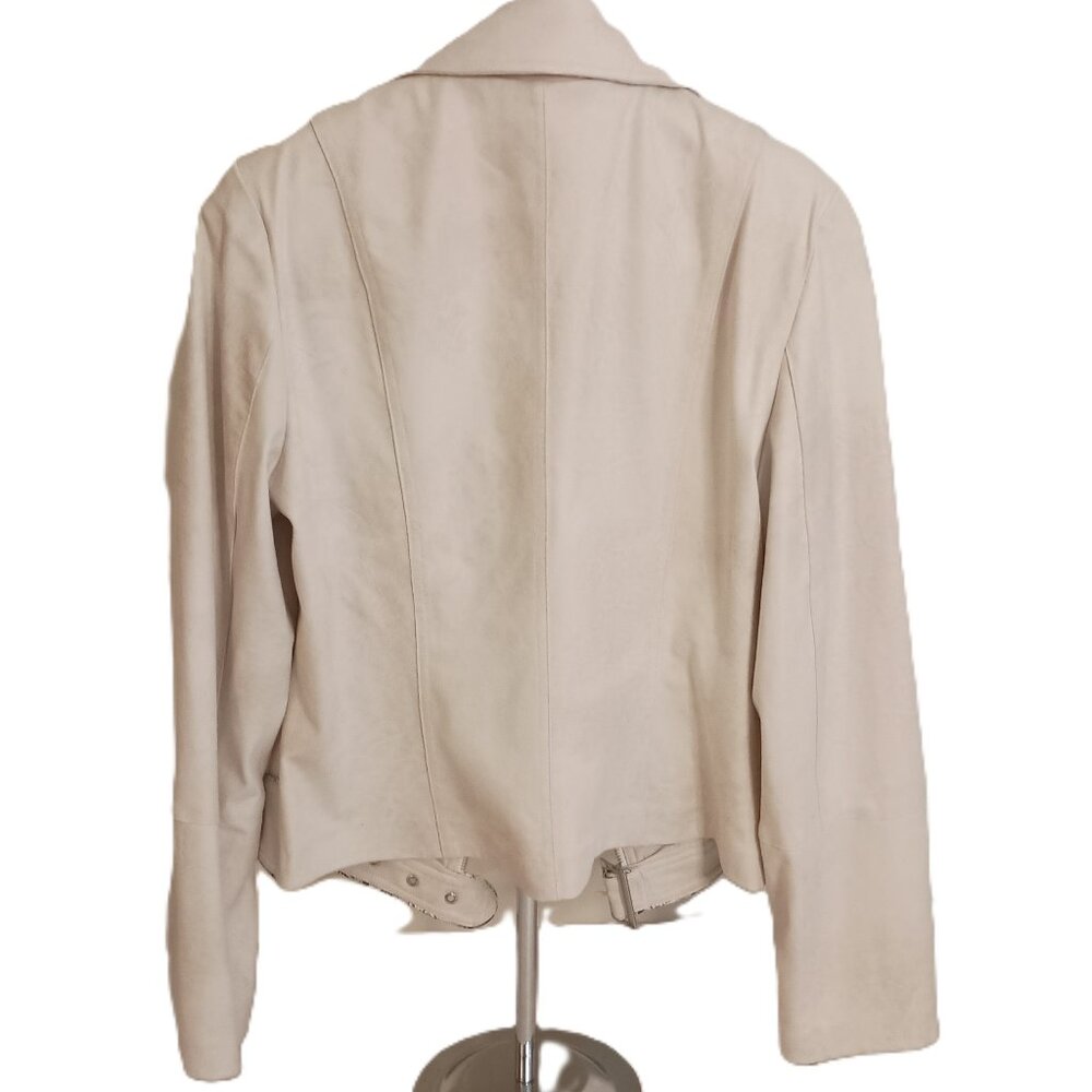 Insight Off White Faux Suede Moto Jacket Womens 10 - Picture 5 of 16